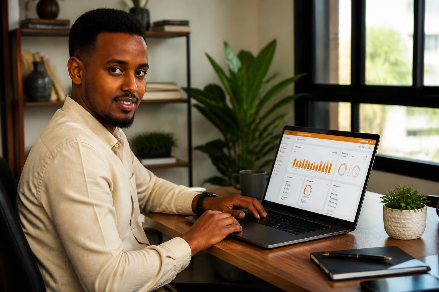 Trainee reviewing total online sales in a seller dashboard