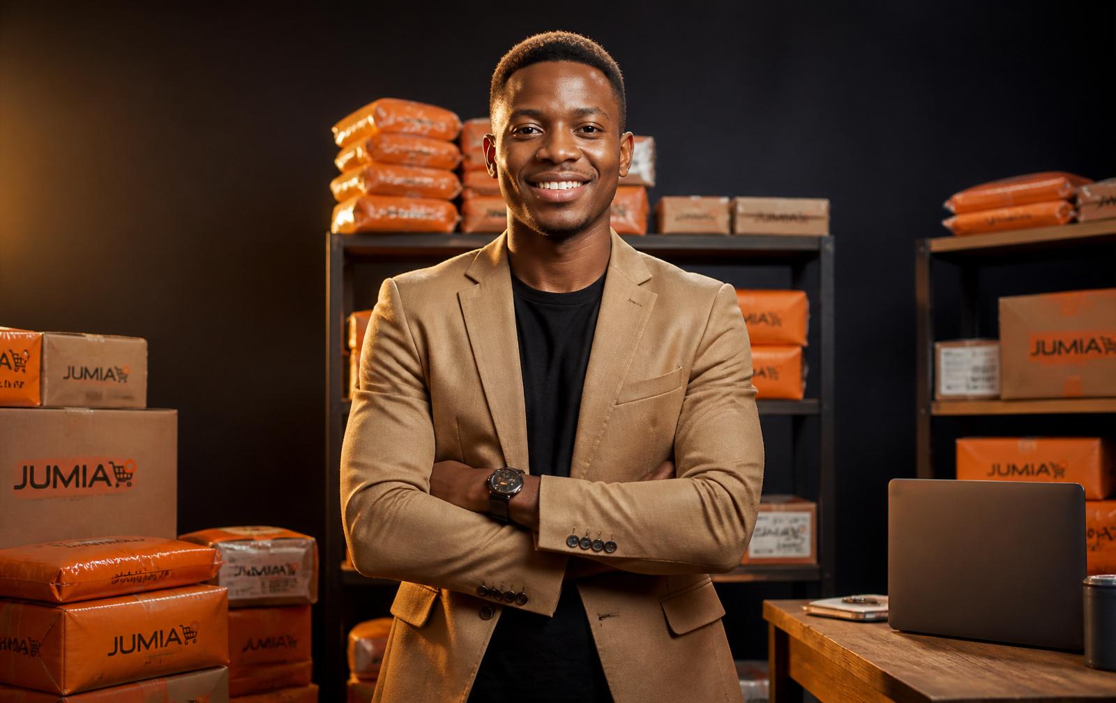 Confident African entrepreneur running her Jumia business